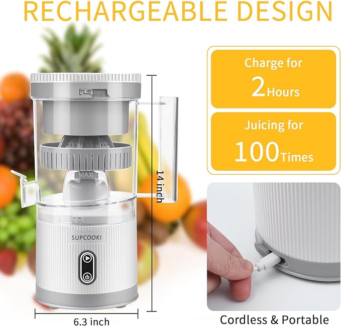Rechargeable Juicer Machine with USB Cable and Cleaning Brush